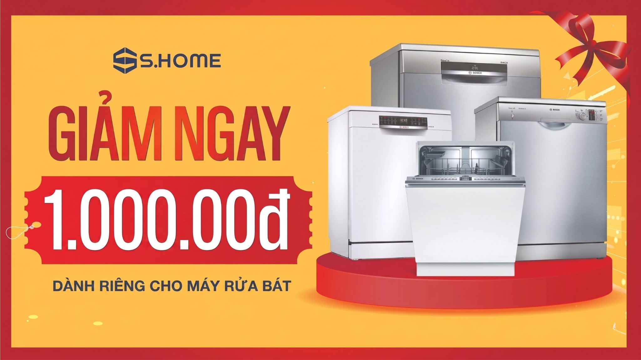 Tặng voucher 1.000.000đ khi mua máy rửa bát – Mừng sinh nhật S.Home 8 tuổi